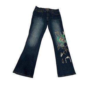 Miss 2&F sz 12 32x32 sequin 
Embroidered flare‎ leg jeans bootcut boho festival